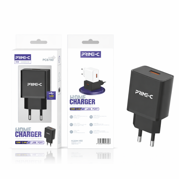 Cargador de 1 USB 2.4A PC8700-BLACK