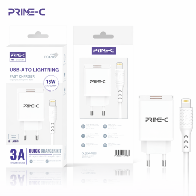 Cargador 2 USB a Lightning 3A PC8705-WHITE
