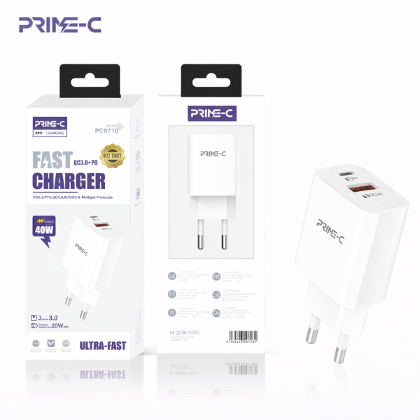 Cargador 20W Type C QC 1USB Completa PC8710-BLANCO