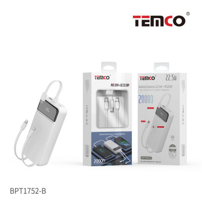 Bateria Externa 20000 mAh Power Bank PD20W+QC22.5W Blanco