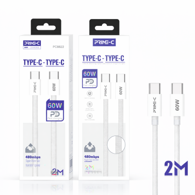 Cable Type-C - Type-C 1M 60W Carga Rápida y Segura PC8822-2M