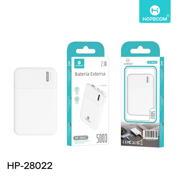 Bateria Externa 5000 mAh Power Bank Blanco