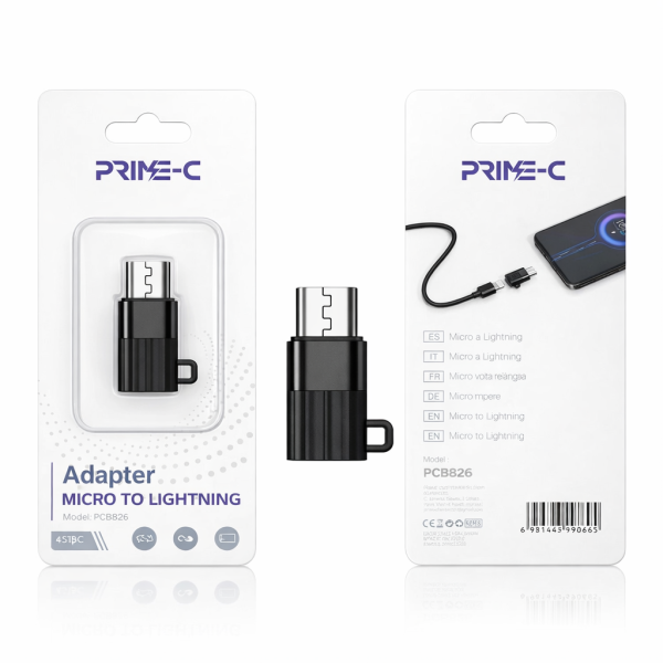 Adaptador OTG Lightning a USB Micro V8 PC8826-M-L
