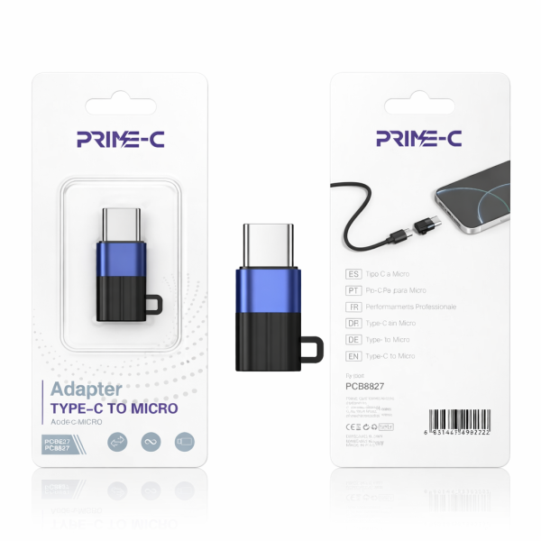 Adaptador OTG USB Micro V8 a Type-C PC8827-C-M