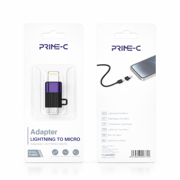 Adaptador OTG Micro USB V8 a Lightning PC8829-L-M