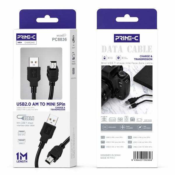 Cables USB 2.0 a Mini USB 5 Pin PC8836