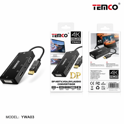 Adaptador DP-HDTV VGA DVI Audi 4 en 1 YWA03