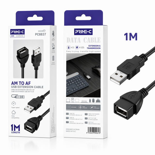 Cable USB 2.0 1M a Hembra USB PC8837