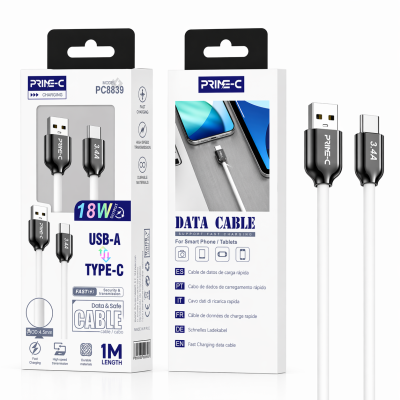 Cable USB - Type-C 1M 3A Carga Rápida y Segura PC8839-WH