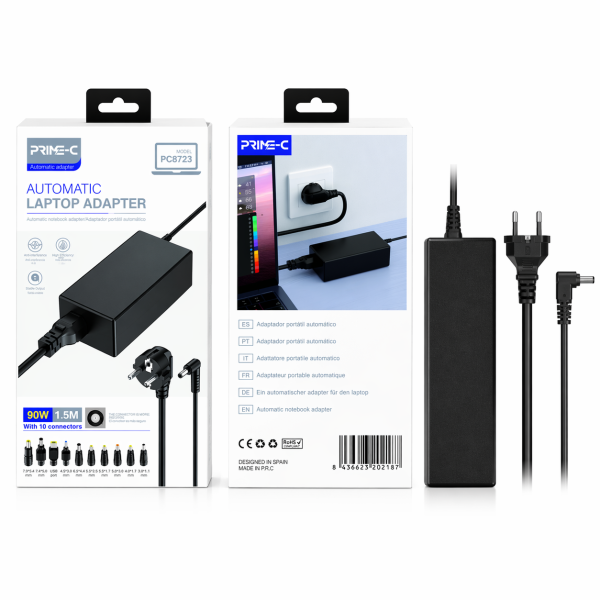 Cargador Universal para Portatil 90W 1.5M PC8723