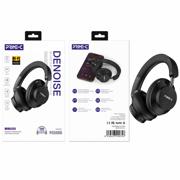 Cascos Inalambrico Bluetooth PC5900-NEGRO