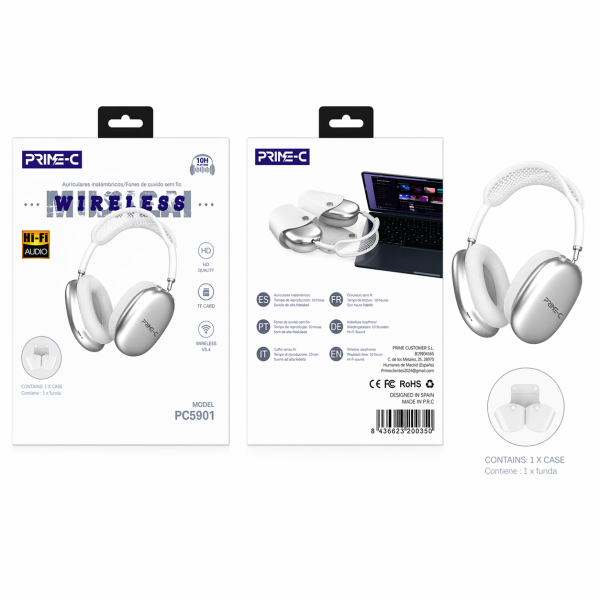 Cascos Inalambrico Bluetooth PC5901-BLANCO