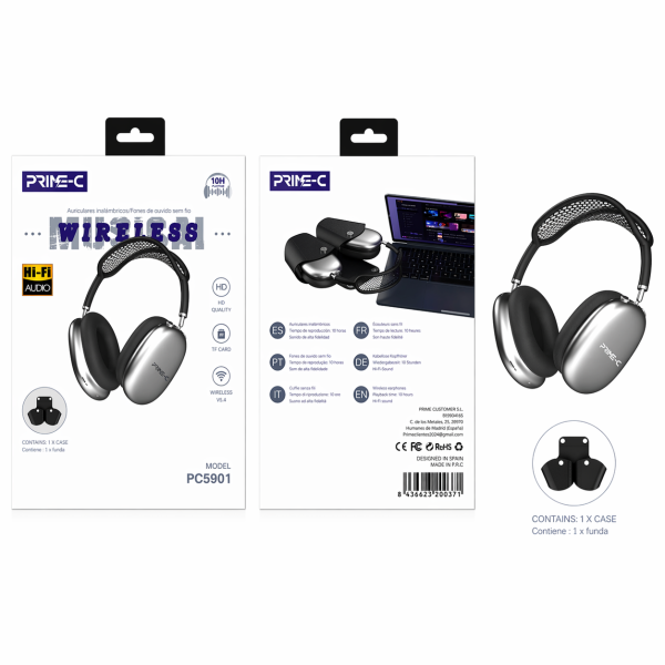 Cascos Inalambrico Bluetooth PC5901-NEGRO