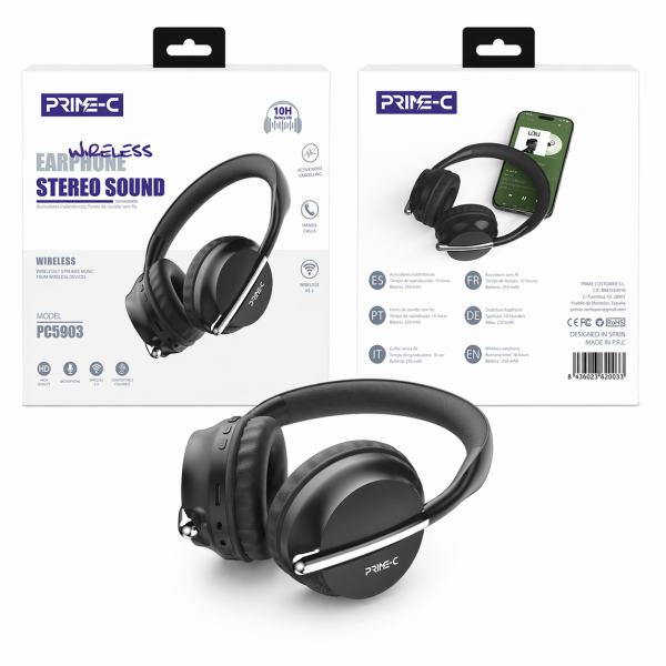 Cascos Inalambrico Bluetooth PC5903-NEGRO