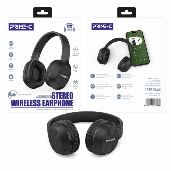 Cascos Inalambrico Bluetooth PC5904-NEGRO