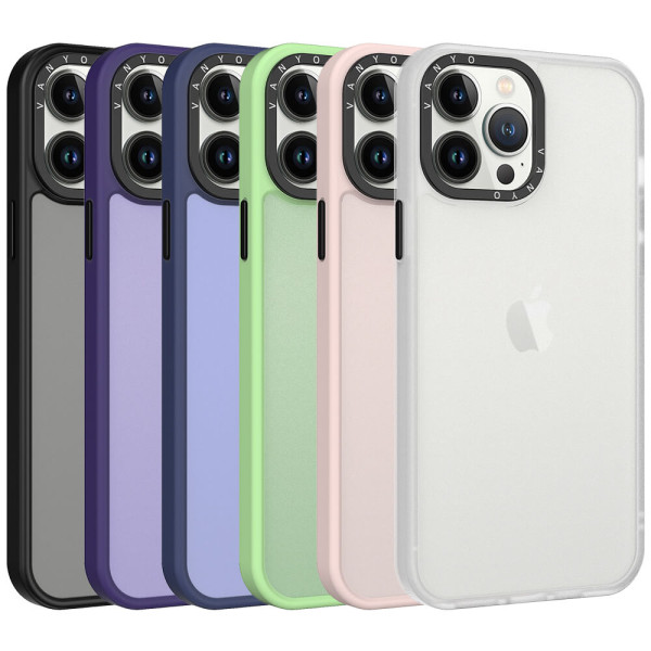 Funda Semitransparente con borde de plastico para iPhone 13 Pro Max