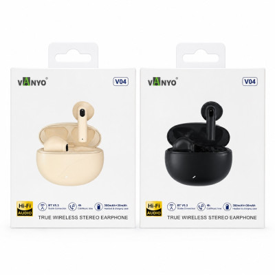 Auriculares TWS Inalámbricos Bluetooth 5.3 HD Stereo Con Bateria de Uso 4-5 Horas Conexion Estable Bluetooth VANYO-V04