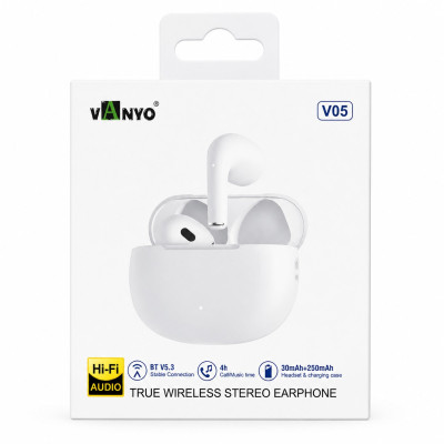 Auriculares TWS Inalámbricos Bluetooth 5.3 HD Stereo Con Bateria de Uso 4-5 Horas Conexion Estable Bluetooth VANYO-V05
