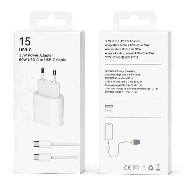 Cargador 35W Con Cable Type-C to Type-C 1M Estilo Nylon Para iPhone 17 VY-040