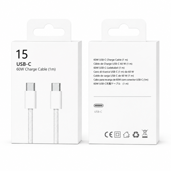 Cable 60W Type-C To Type-C 1M para Estilo Nylon iPhone 17 VY-039