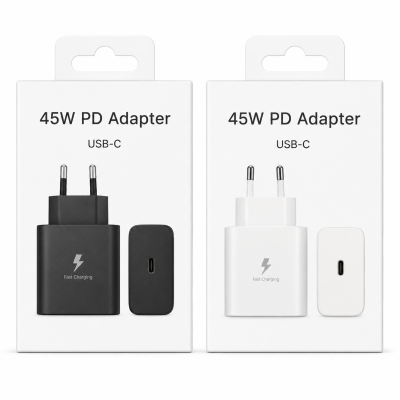 Cargador Adaptador de 45W Carga Rapida en Blanco y Negro VY-025