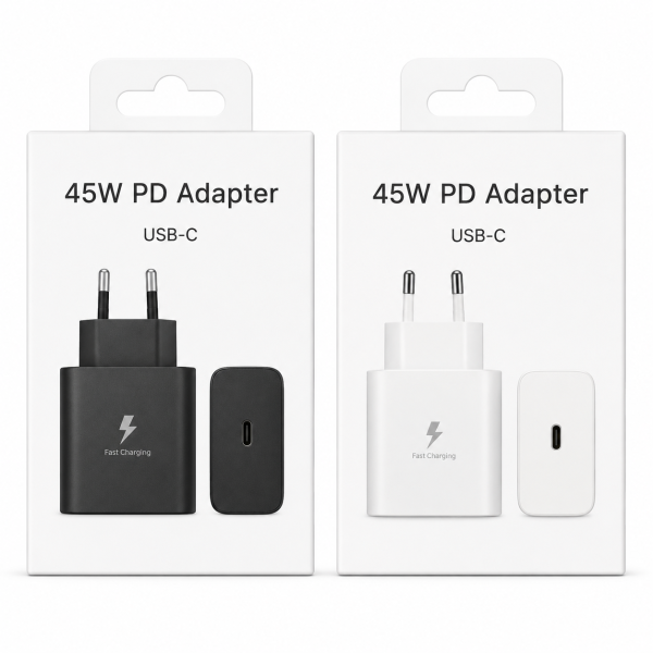 Cargador Adaptador de 45W Carga Rapida en Blanco y Negro VY-025