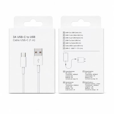 Cable USB - Type-c de 3A en Cable Blanco