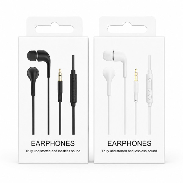 Auriculares Jack 3.5MM Conexion Directo para Moviles en Blanco Negro VY-086