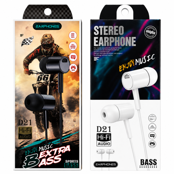 Auriculares Jack 3.5mm D21 con Micrófono de 120 cm: Ideales para Llamadas y Música de Alta Calidad