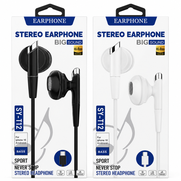 Auriculares Type-c con Microfono SY-T12 Compatible con iphone 16 17 Super Bass