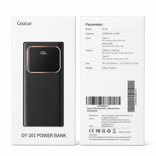 Bateria Externa 10000 mAh Power Bank 22.5W