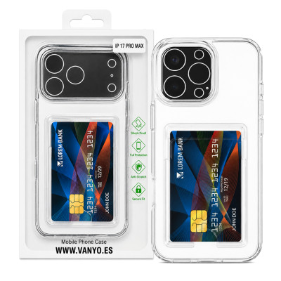 Funda Transparente Premiun con Tarjetero para iPhone 15 Pro Max