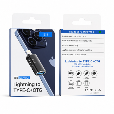 Adaptador OTG Macho de 7 Pines a USB y Hembra Tipo C, Convertidor Versátil para Transferencia de Datos