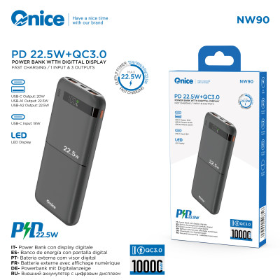 Bateria Externa 10000 mAh Carga Rapida 22.5W Power Bank NW90