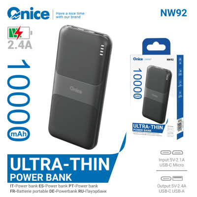 Bateria Externa 10000 mAh Carga Rapida Power Bank NW92