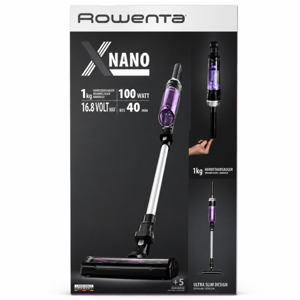 Rowenta X-Nano, Aspiradora sin cable, Diseño muy ligero y compacto, 1kg en mano