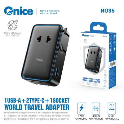 Adaptador Universal de Enchufe de Diferente Paises con Carga Type-C USB NO35