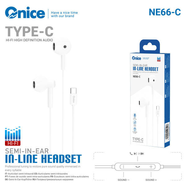 Auriculares Type-C con Microfono NE66-C Hi-Fi Audio ONICE