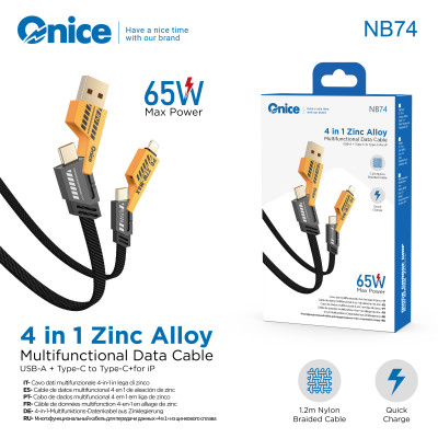 Multi Cable 4 En 1 USB+C To Type-C Lightning PD65W+L27W NB74