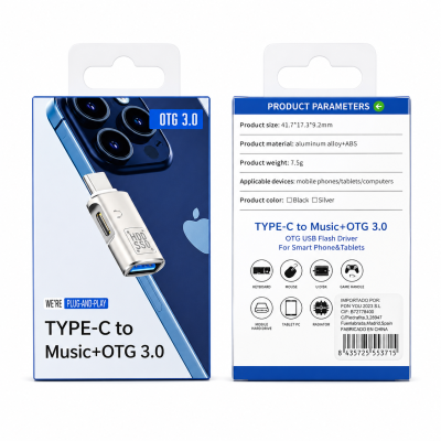 Adaptador OTG USB-C a USB 3.0 y Tipo-C, Convertidor para Auriculares Digitales y Disco U