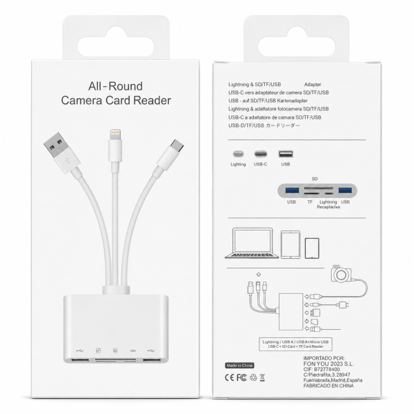 All in 1 Adapter, Type - C, Lightning, USB SD Card Reader, Memory and Input Ports