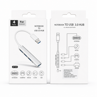 Adaptador USB al USB de Aluminio Espacial, USB 4 en 1, multi puerto portátil
