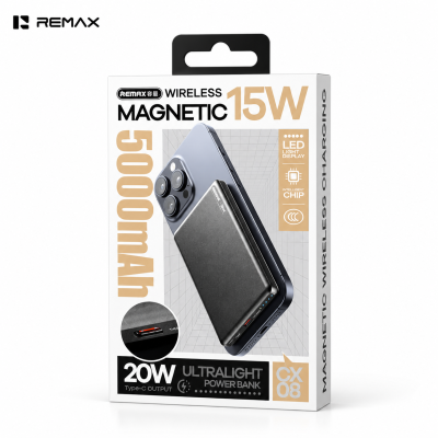 Bateria Externa 5000 mAh Carga Inalambrica 15W Carga Cable 20W Power Bank CX08