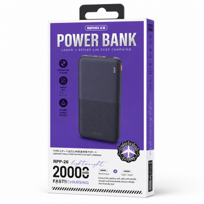 Bateria Externa 20000 mAh Carga Rapida Power Bank RPP-26