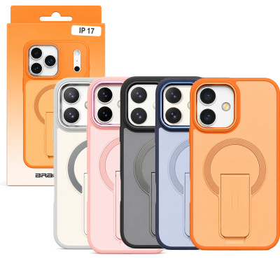 Funda magnética para iPhone 17 con soporte plegable, compatible con MagSafe, protección antigolpes y anticaídas