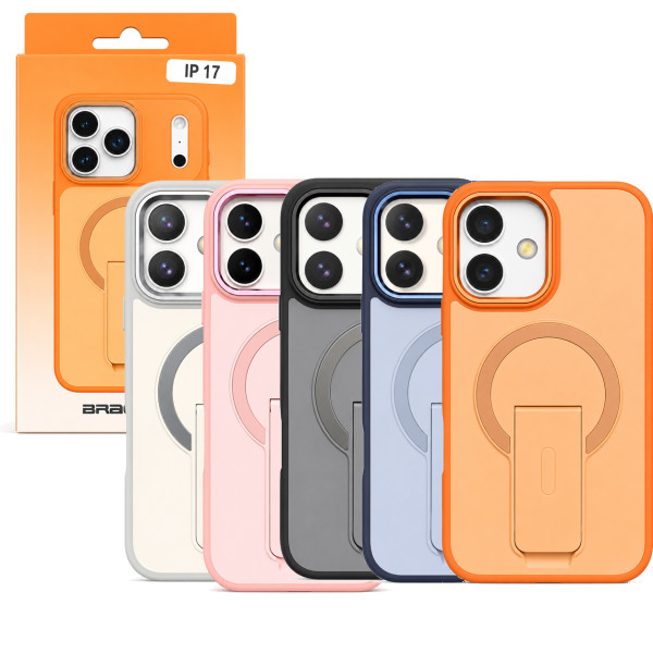 Funda magnética para iPhone 17 con soporte plegable, compatible con MagSafe, protección antigolpes y anticaídas