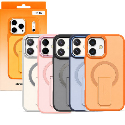 Funda magnética para iPhone 16 con soporte plegable, compatible con MagSafe, protección antigolpes y anticaídas