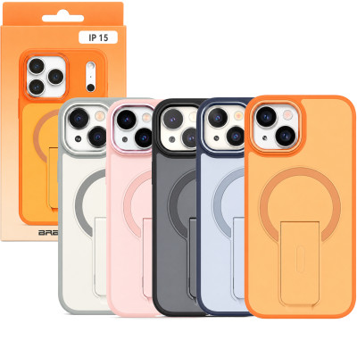 Funda magnética para iPhone 15 con soporte plegable, compatible con MagSafe, protección antigolpes y anticaídas