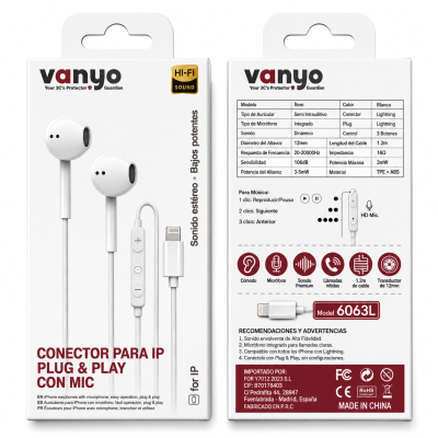 Auriculares Lightning para iPhone con micrófono, sonido Hi-Fi, control de volumen, Plug & Play y llamadas HD