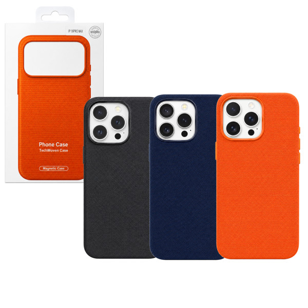 Funda magnética para iPhone 16 Pro Max, acabado tejido, compatible con MagSafe, protección antigolpes y tacto premium